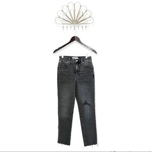 Madewell The Perfect Vintage High Rise Distressed Black Wash Mom Jeans